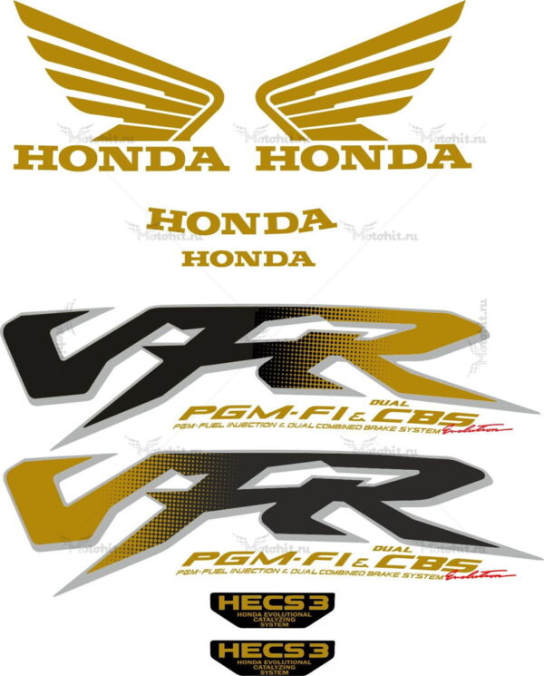 Decals for Honda VFR-800-FI 1998-2001 GOLD