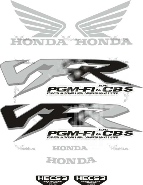 Decals for Honda VFR-800-FI 1998-2001 BLACK SILVER