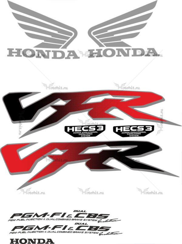 Decals for Honda VFR-800-FI 1998 INTERCEPTOR-RED