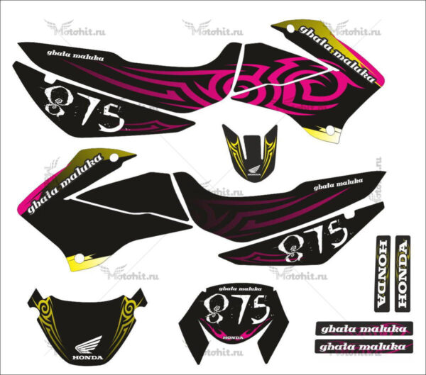 Decals for Honda XR-200 PITBULL-BLACK