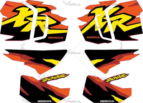 Decals for Honda XR-200-R 1996-1997 ORANGE