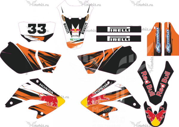 Decals for HONDA XR-250 2001-2009 ORANGE RED BULL