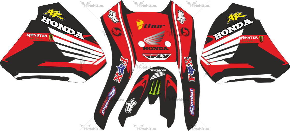 Decals for Honda XR-400 1996-2004 RED-WHITE