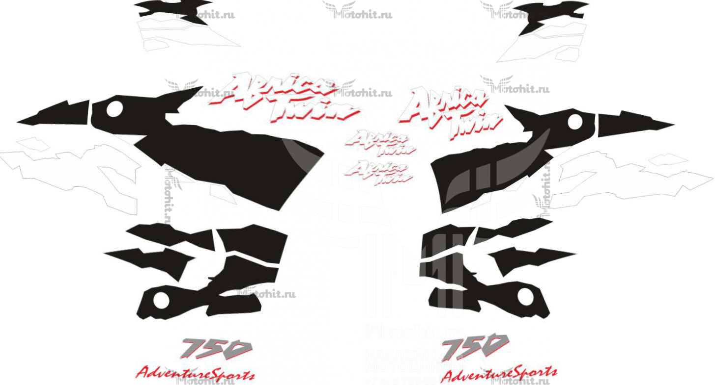 Decals for Honda XRV-750 1996-2002 AFRICA-TWIN BLACK WHITE