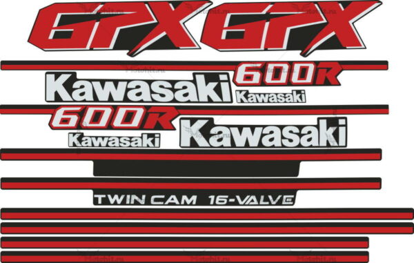Decals for Kawasaki GPX-600-R 1985 FOR-WHITE