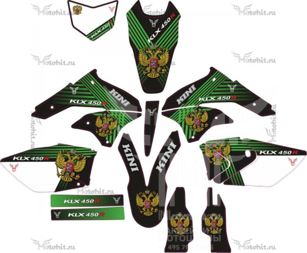 Decals for Kawasaki KLX-450 2008-2016 Green-Russian-Eagle