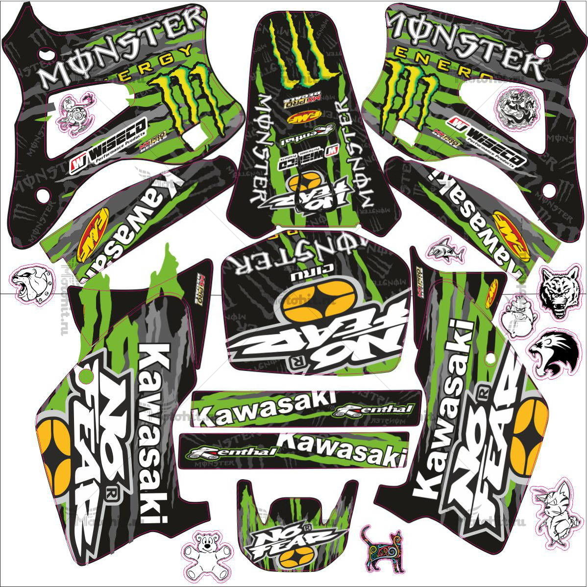 Decals for Kawasaki KX-125 KX-250 1994-1998