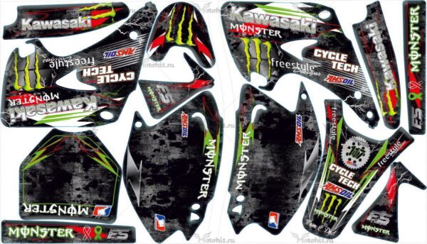 Decals for KAWASAKI KX-125, KX-250 2003-2008 MONSTER8-STEEL