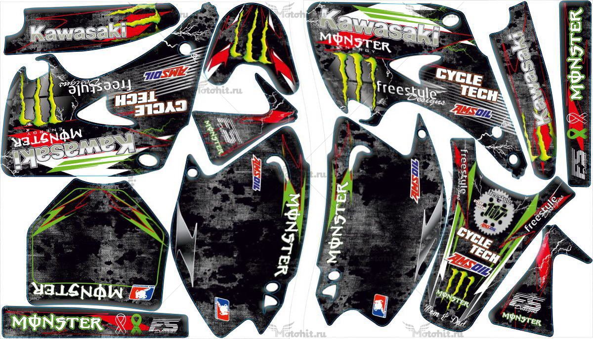 Decals for KAWASAKI KX-125, KX-250 2003-2008 MONSTER8-STEEL