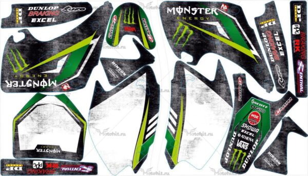 Decals for Kawasaki KX-125 KX-250 2003-2008 MONSTER11-STEEL
