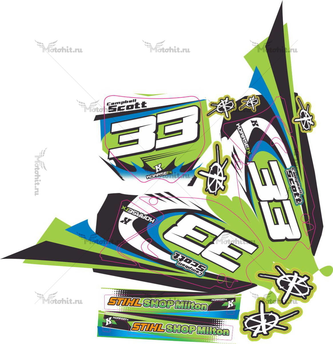 Decals for Kawasaki KX-125 KX-250 2003-2008 CAMPBELL