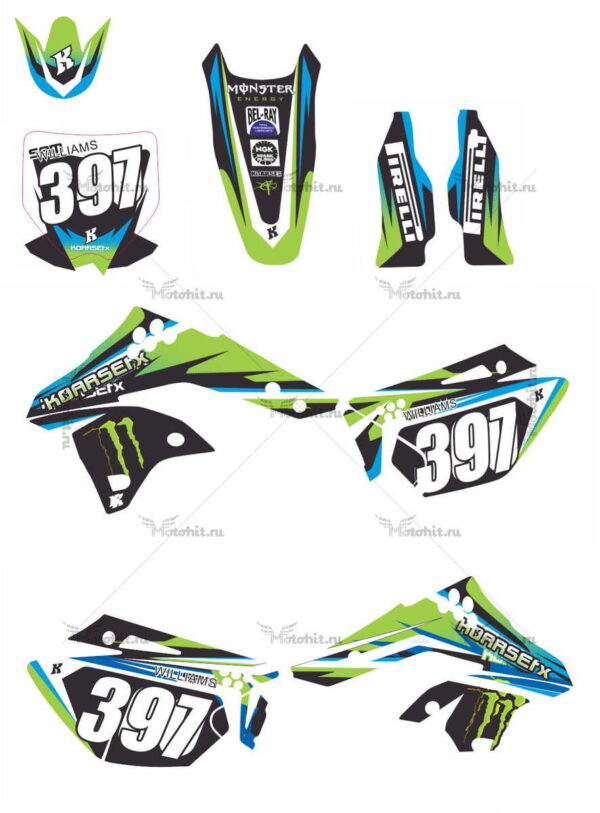 Decals for Kawasaki KXF-250 2006-2008 WILLIAMS
