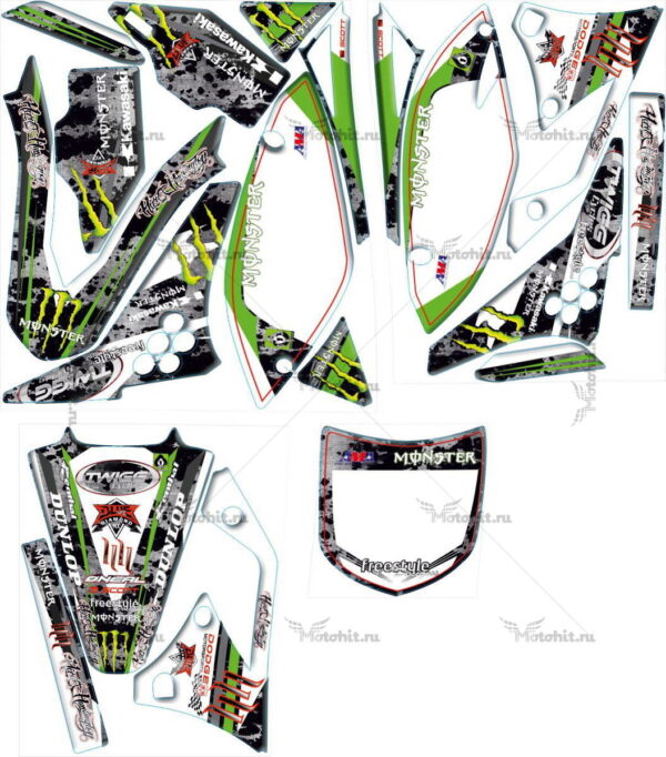 Decals for Kawasaki KXF-250 2009-2012 MONSTER6-STEEL