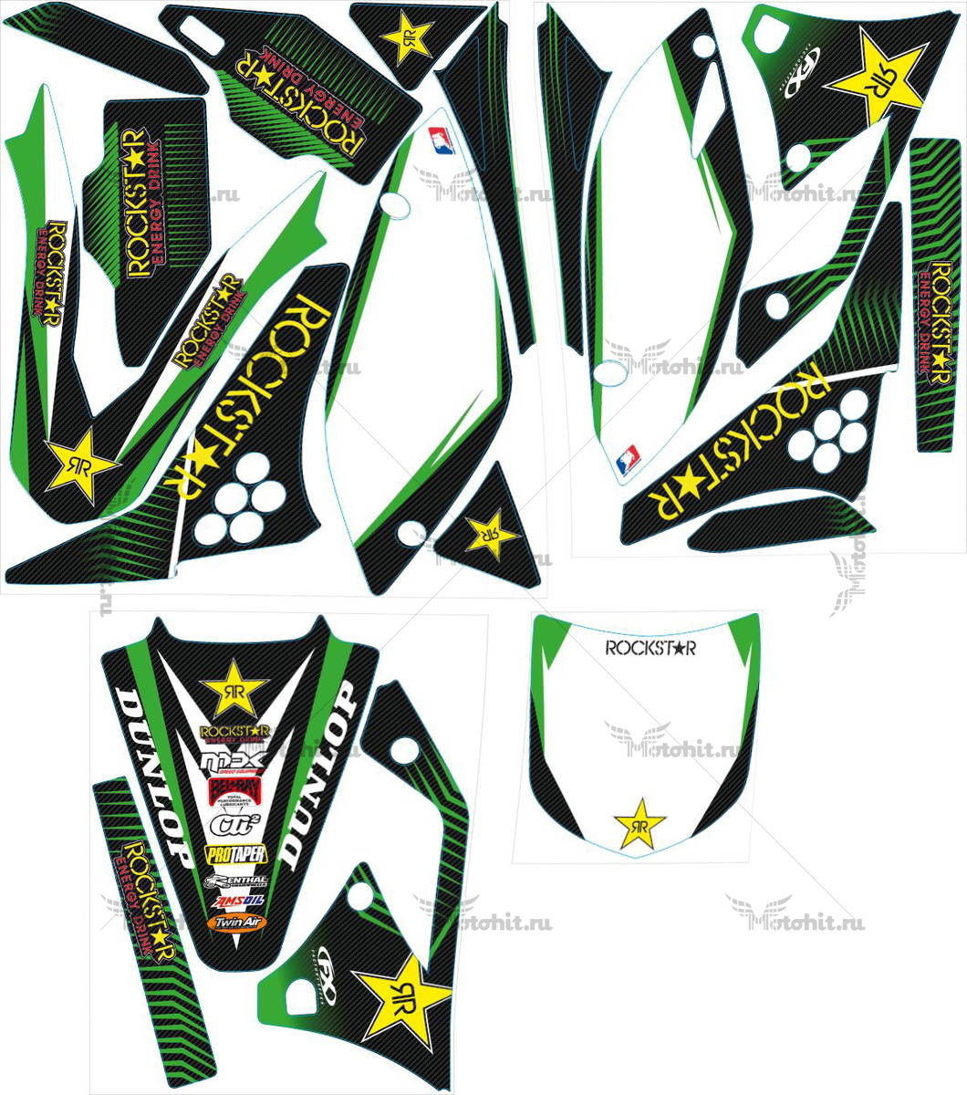 Decals for Kawasaki KXF-250 2009-2012 ROCKSTAR7-CARBON