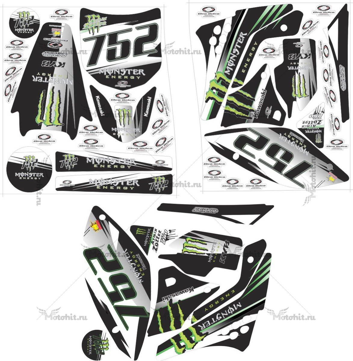 Decals for Kawasaki KXF-250 MONSTER1 2009-2012