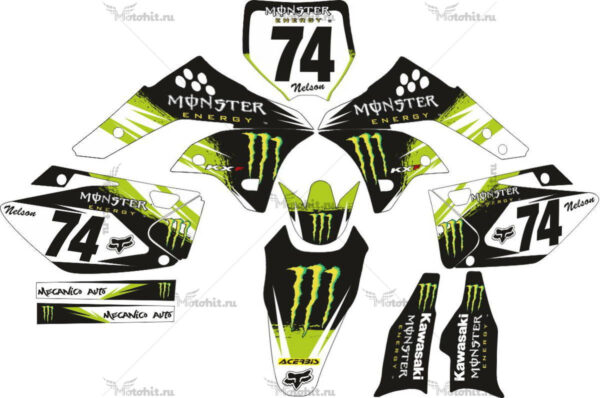 Decals for Kawasaki KXF-250 MONSTER-LIGHT 2006-2008