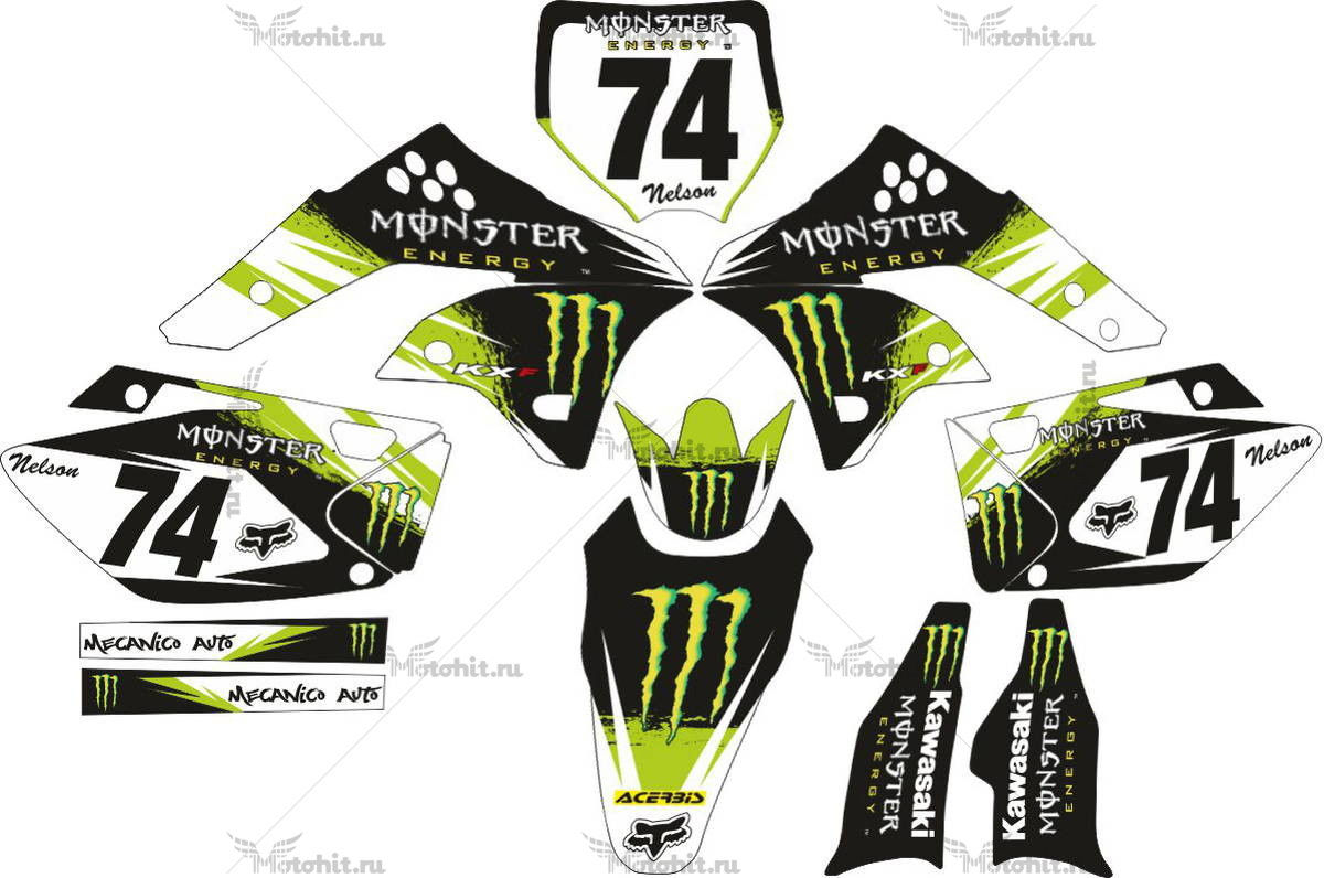 Decals for Kawasaki KXF-250 MONSTER-LIGHT 2006-2008