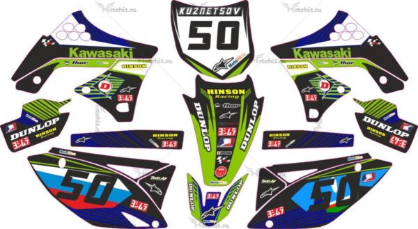 Decals for Kawasaki KXF-250 RUSSIAN-FLAG 2009-2012