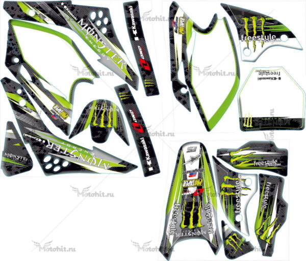 Decals for Kawasaki KXF-450 2006-2008 MONSTER9-STEEL-VN