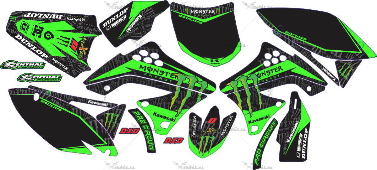 Decals for Kawasaki KXF-450 2009-2012 MONSTER-CHECK