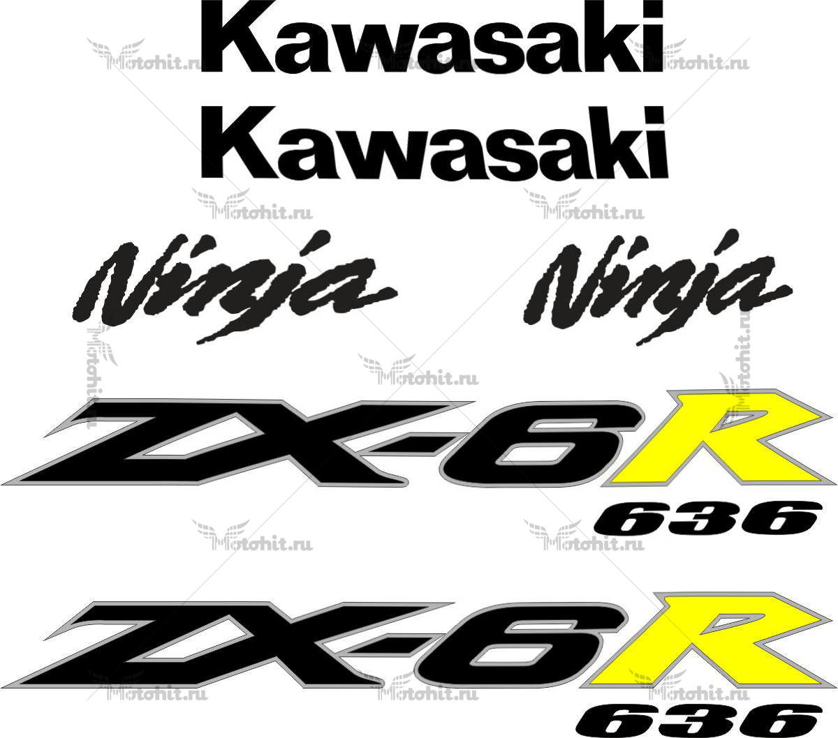 Decals for Kawasaki ZX-6R-636 2003-2004 - MXG.ONE - BEST MOTO DECALS