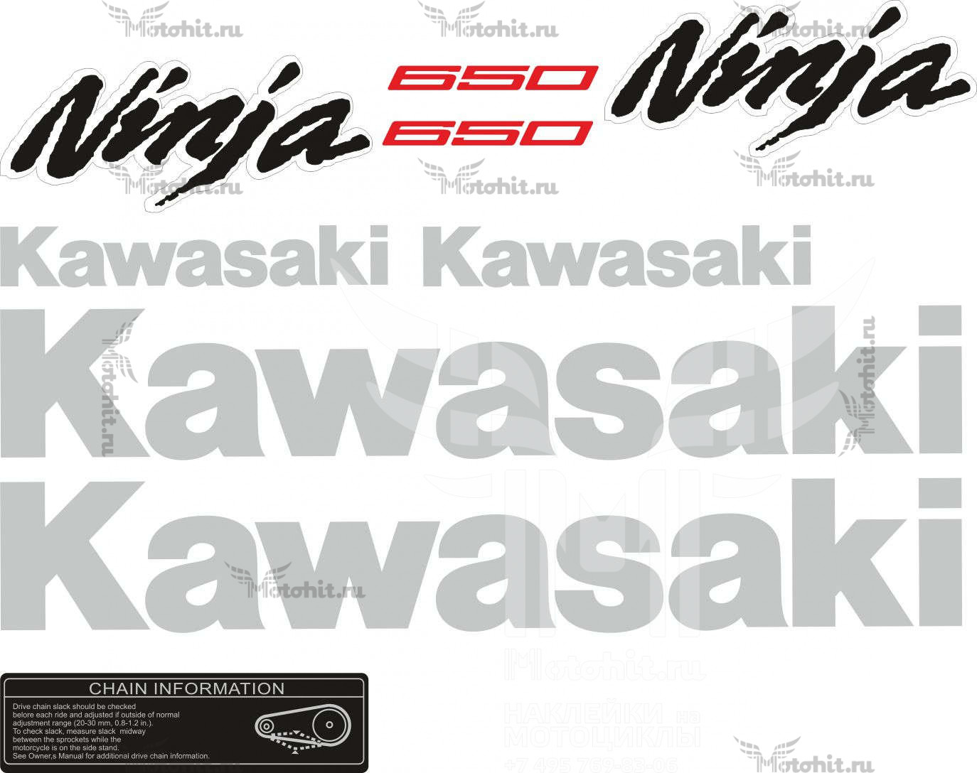 Decals for KAWASAKI EX-650 EC 2012 FOR BLACK