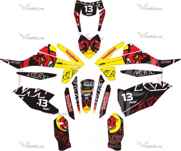 Decals for KTM EXC 2017-2019 YOUNG-BLOOD-BULLS