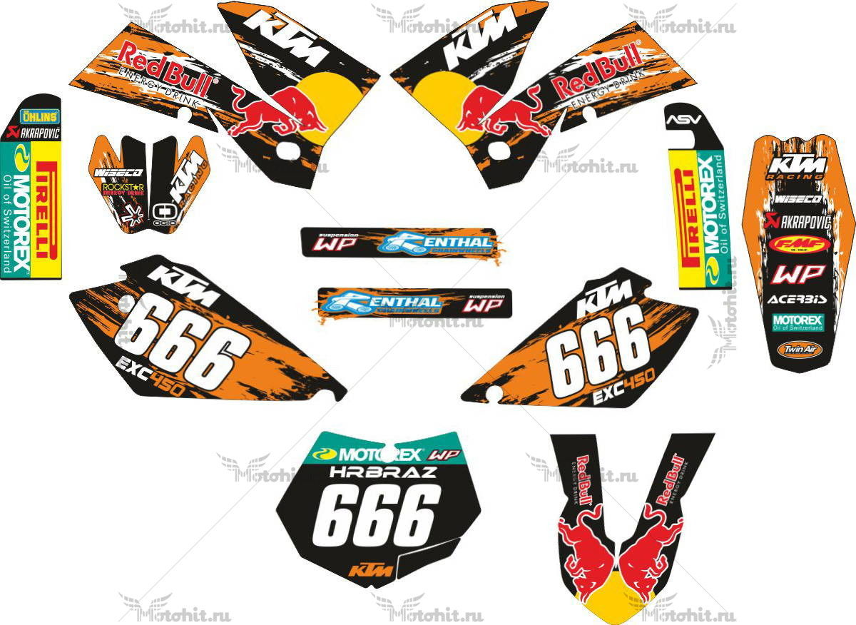 Decals for KTM EXC-450-666 2004-2007