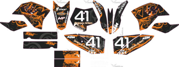 Decals for KTM SX-50 2009-2015 BLACK-ORANGE FLOWERS