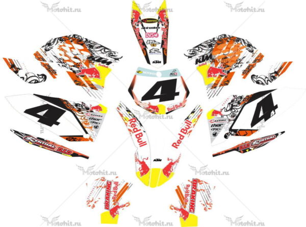 Decals for KTM SXF 2007-2010 REDBULL-BALTAS