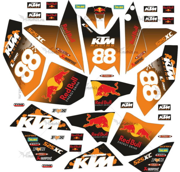 Decals for KTM XC-525 RED-BULL-ORANGE