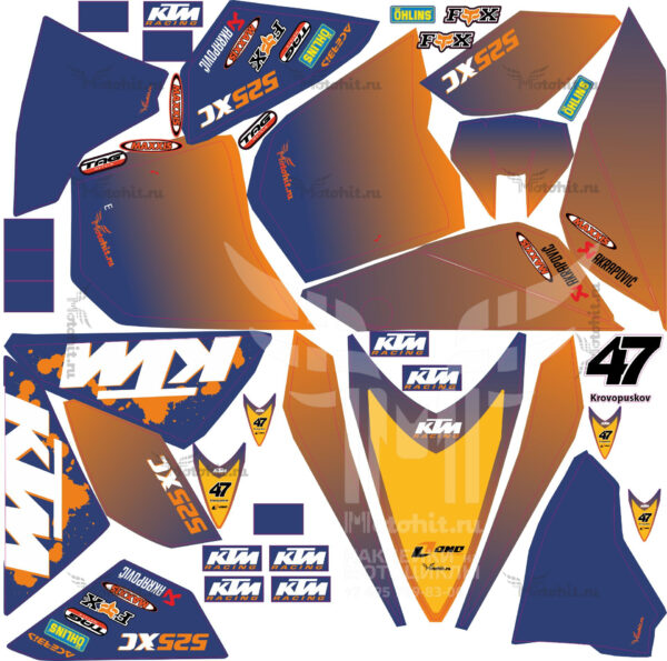 Decals for KTM XC-525 ORANGE BLUE