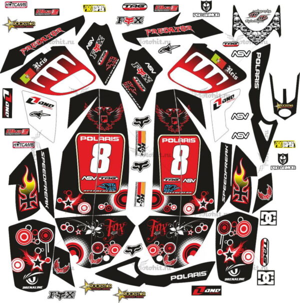 Decals for POLARIS PREDATOR-500 BLACK-RED