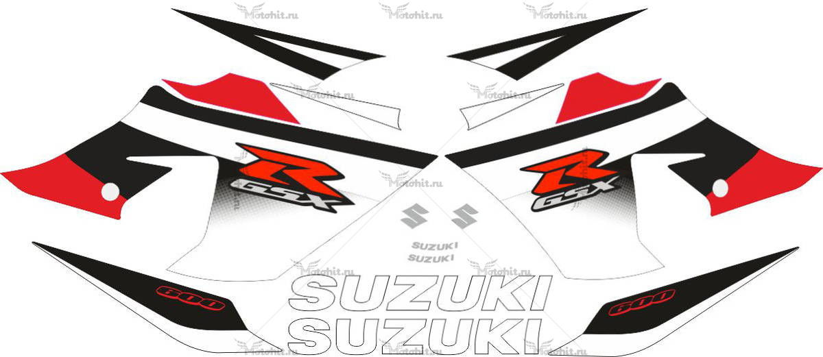 Decals for SUZUKI GSX-R-600 2004-2005 WHITE-RED