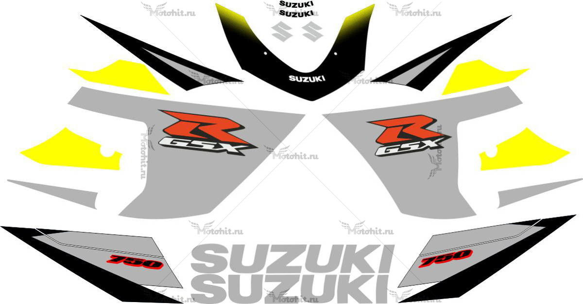 Decals for SUZUKI GSX-R-600 2005 SILVER-YELLOW