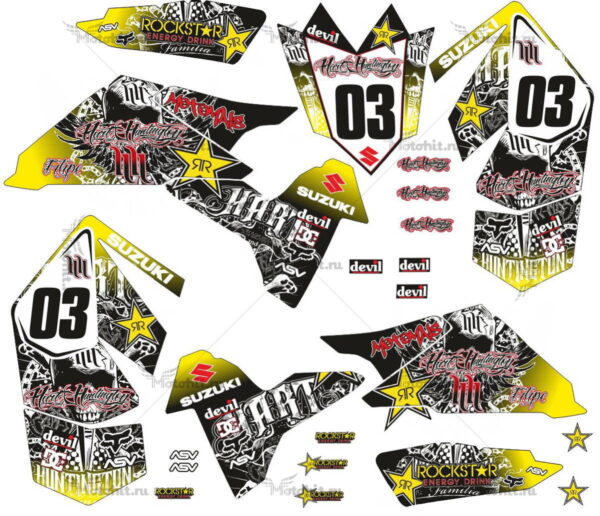 Decals for SUZUKI LTR-450 HART-HUNTINGTON-YELLOW 2006-2018