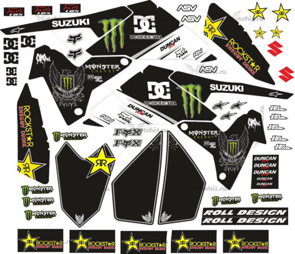 Decals for SUZUKI LTR-450 ROCKSTAR-MONSTER-BLACK 2006-2018