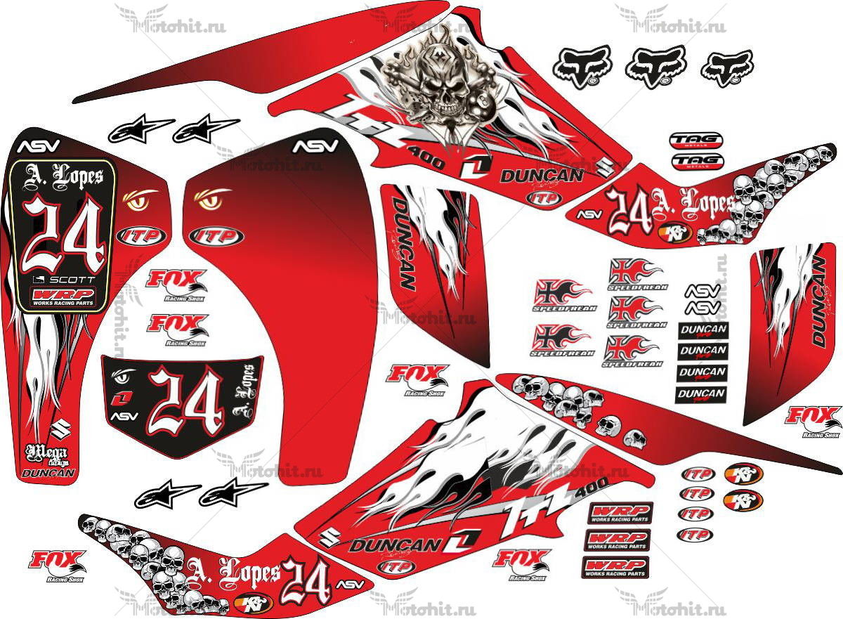 Decals for SUZUKI LTZ-400 RED-LOPES 2003-2008
