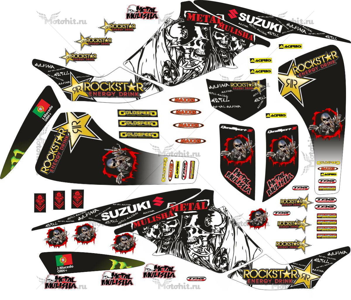 Decals for SUZUKI LTZ-400 ROCKSTAR-METAL-MULISHA 2003-2008