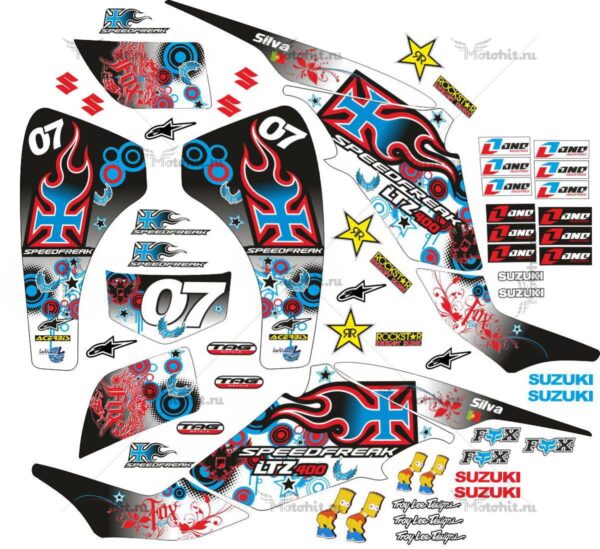Decals for SUZUKI LTZ-400 SPEEDFREAK-BLUE-RED 2003-2008