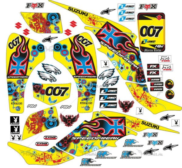 Decals for SUZUKI LTZ-400 SPEEDFREAK-YELLOW-BLUE 2003-2008