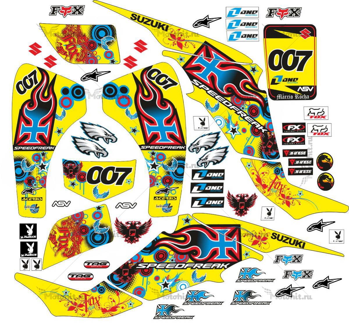Decals for SUZUKI LTZ-400 SPEEDFREAK-YELLOW-BLUE 2003-2008
