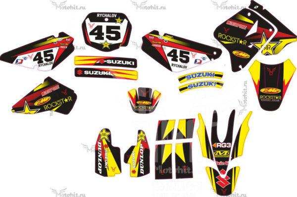 Decals for SUZUKI RM-80-85 2000-2016 black-yellow