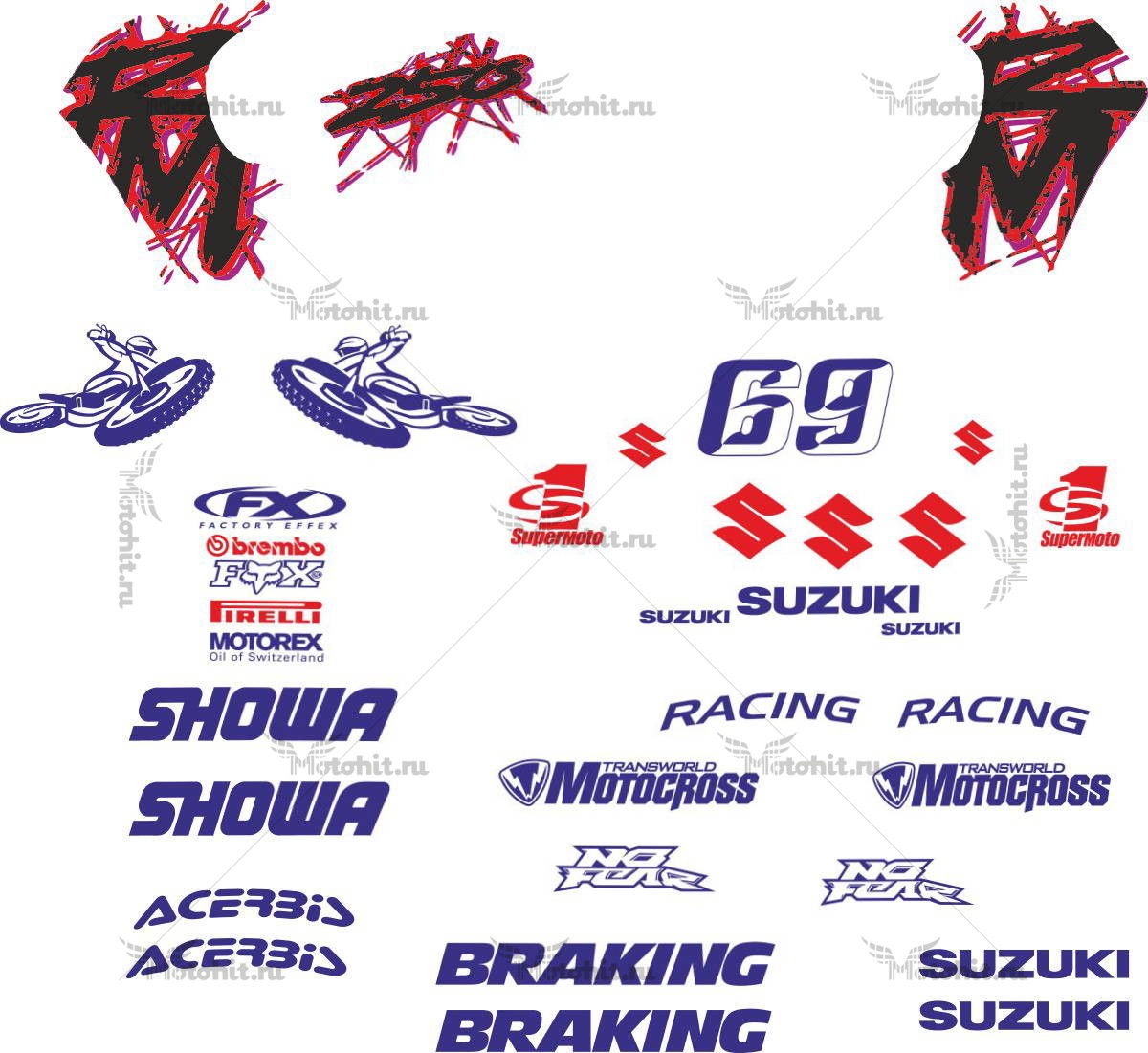 Decals for SUZUKI RM-250 1993-1994