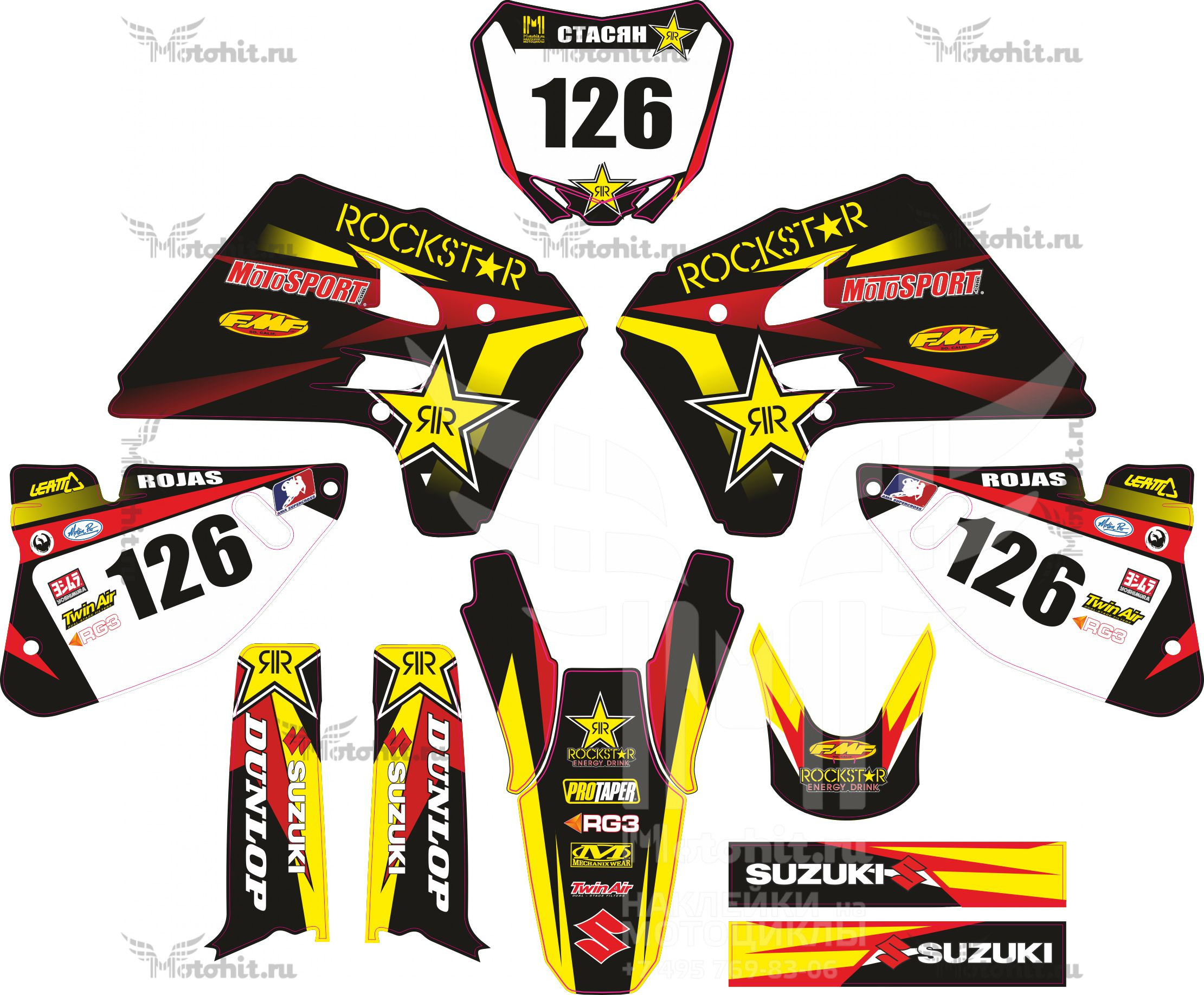 Decals for SUZUKI RMX-125-250 1992-1995 ROCKSTAR