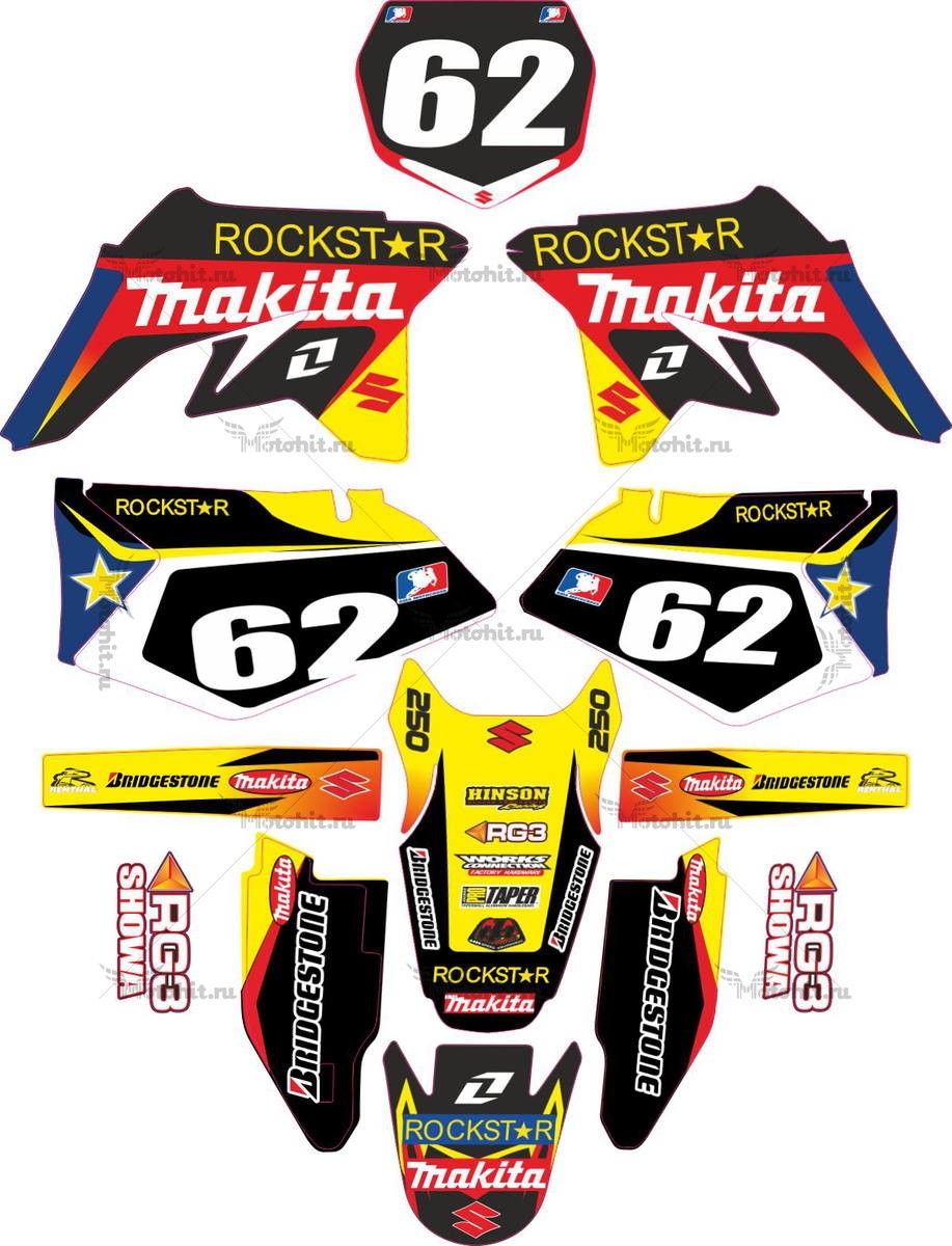 Decals for SUZUKI RMZ-125 RMZ-250 MAKITA 2007-2009
