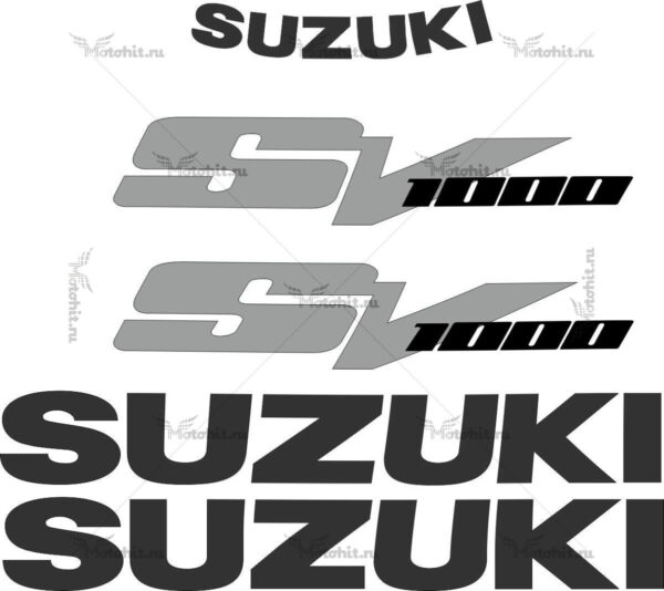 Decals for SUZUKI SV-1000 2003-2008 SILVER-BLACK