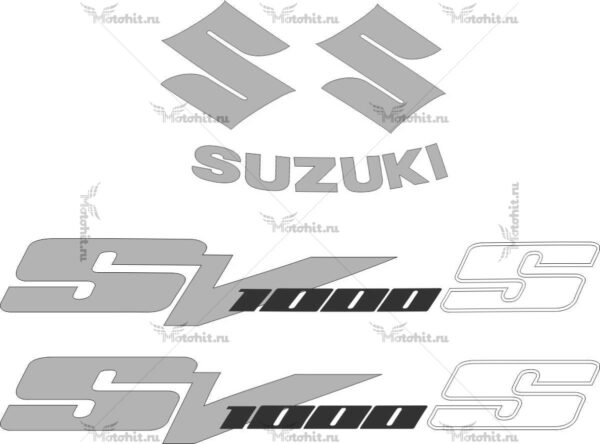 Decals for SUZUKI SV-1000-S 2003-2008 SILVER-BLACK
