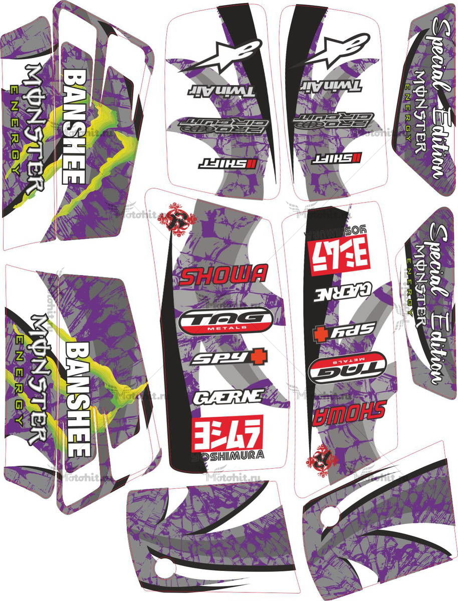 Decals for Yamaha BANSHEE 350 WHITE-MONSTER 1987-2018+