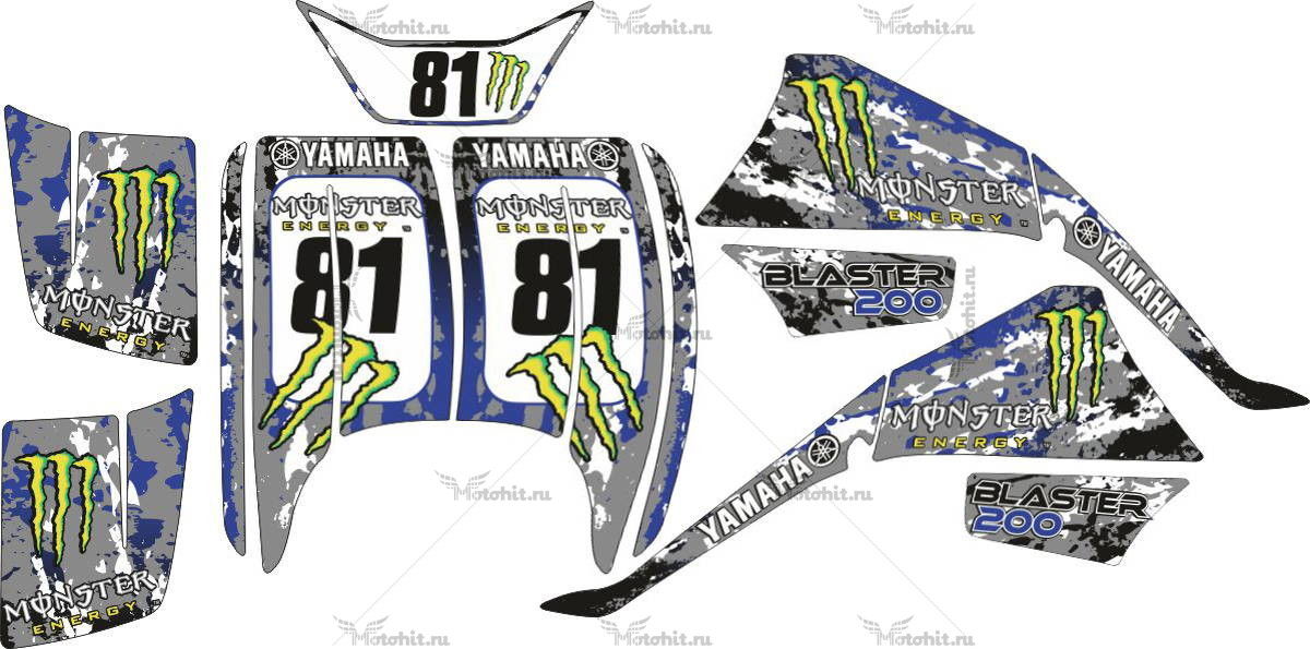 Decals for Yamaha BLASTER-200 MONSTER-MILITARY 1988-2018
